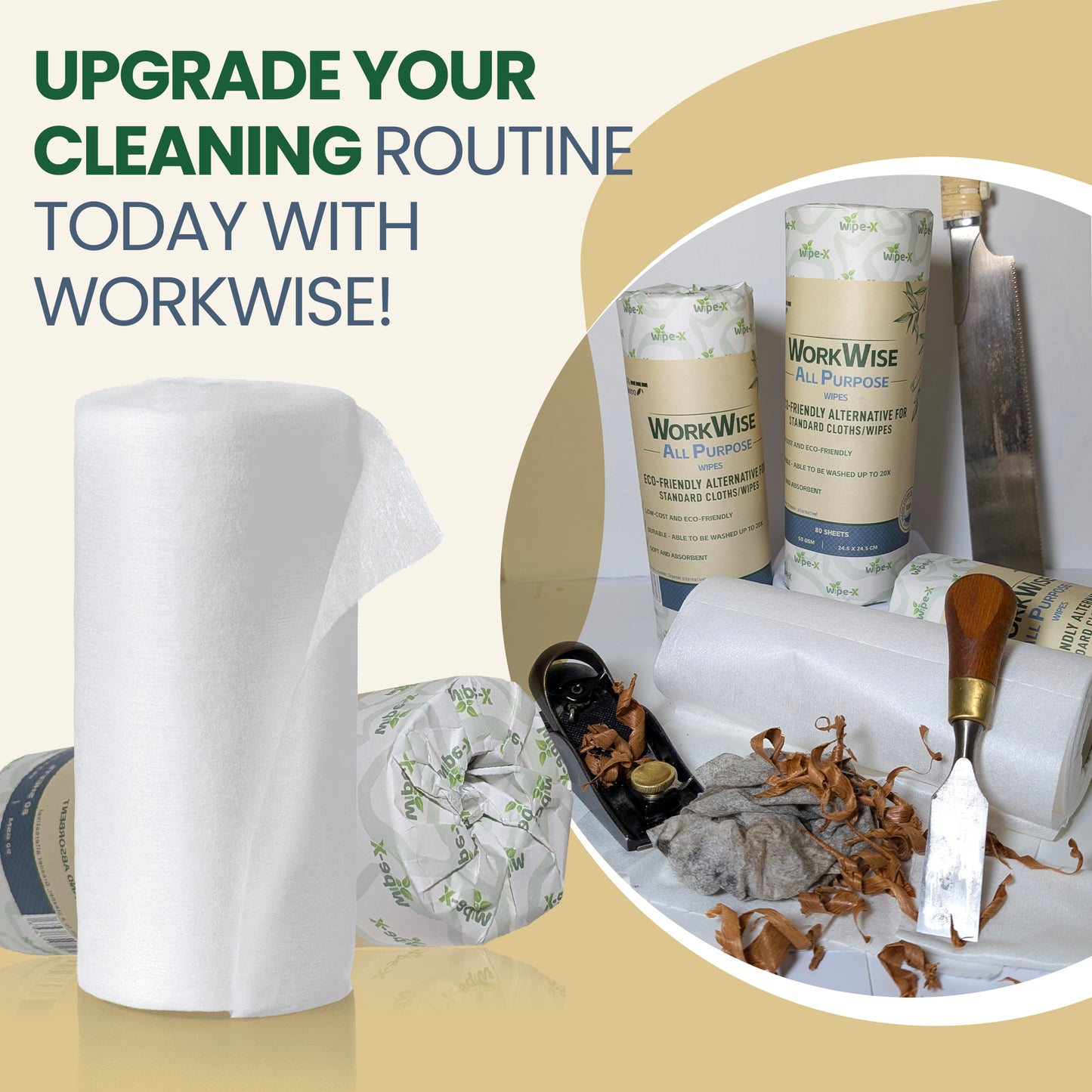 WorkWise All Purpose Heavy Duty Cleaning Wipes – Washable, Biodegradable & Eco-Friendly, Low Lint, Plastic-Free – Ideal for Workshops, Kitchens, Industrial & Home Use – 100% Australian Owned