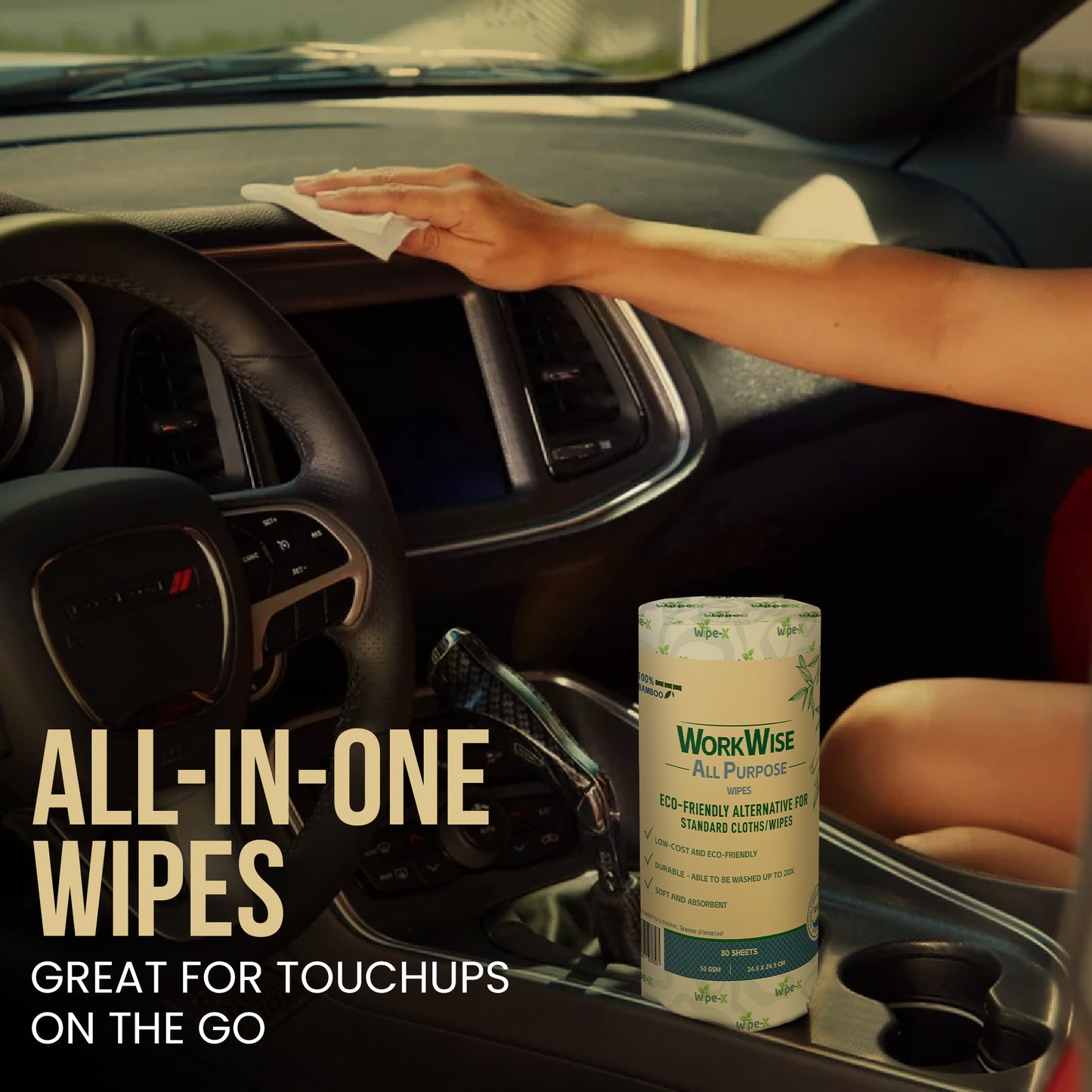WorkWise All Purpose Heavy Duty Cleaning Wipes – Washable, Biodegradable & Eco-Friendly, Low Lint, Plastic-Free – Ideal for Workshops, Kitchens, Industrial & Home Use – 100% Australian Owned